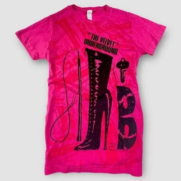 NWOT Velvet Underground - Boot Repetition Subway T-Shirt Pink Size Small - Picture 1 of 3